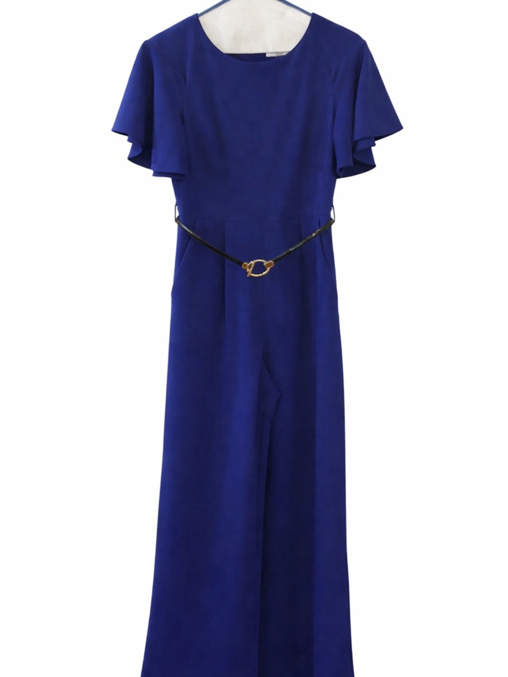 Calvin Klein Cobalt Blue Jumpsuit with Flutter Sleeves
